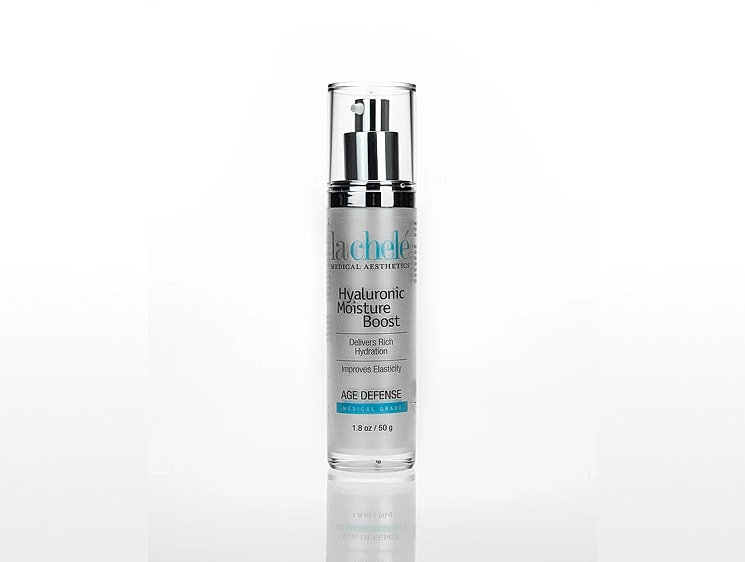 Hyaluronic moisture boost skincare product bottle.