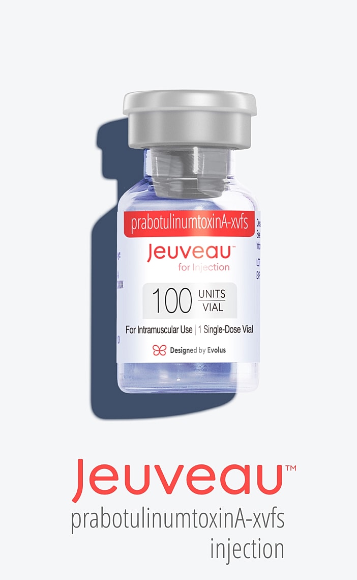 Jeuveau injectable vial for aesthetic treatment.
