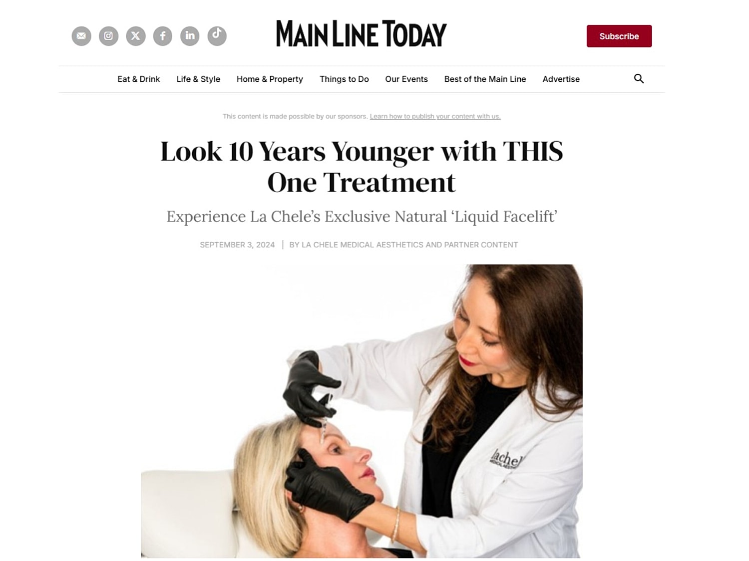 Woman receiving a liquid facelift treatment.