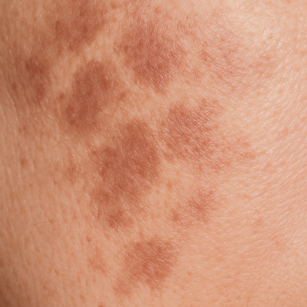 Woman with styled hair and natural makeup.
