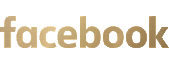 Facebook logo in gold color.