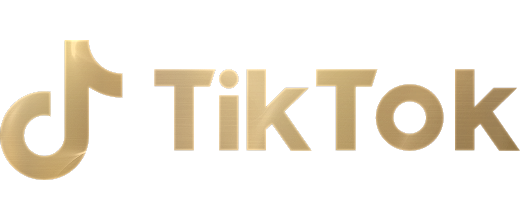 Gold TikTok logo with musical note design.