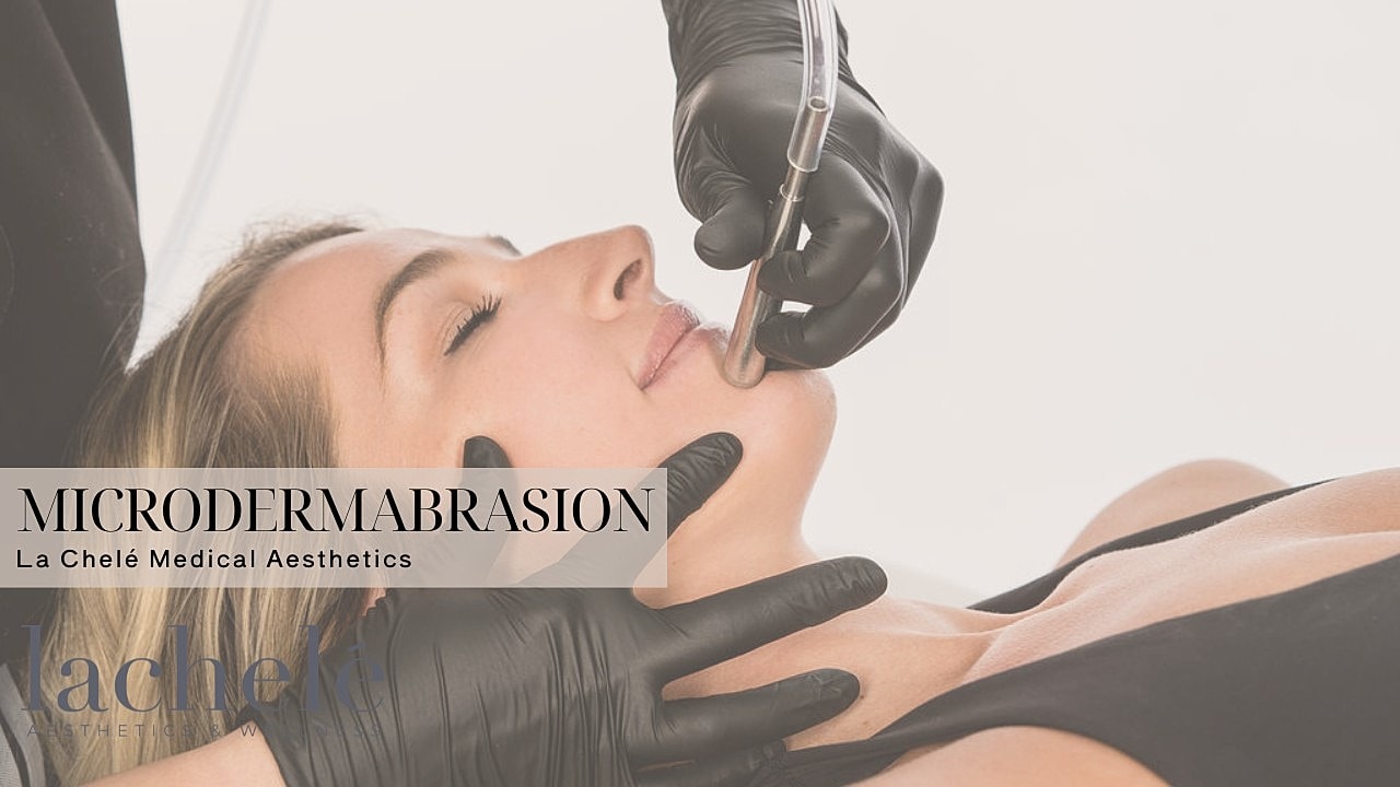 Client receiving microdermabrasion treatment.