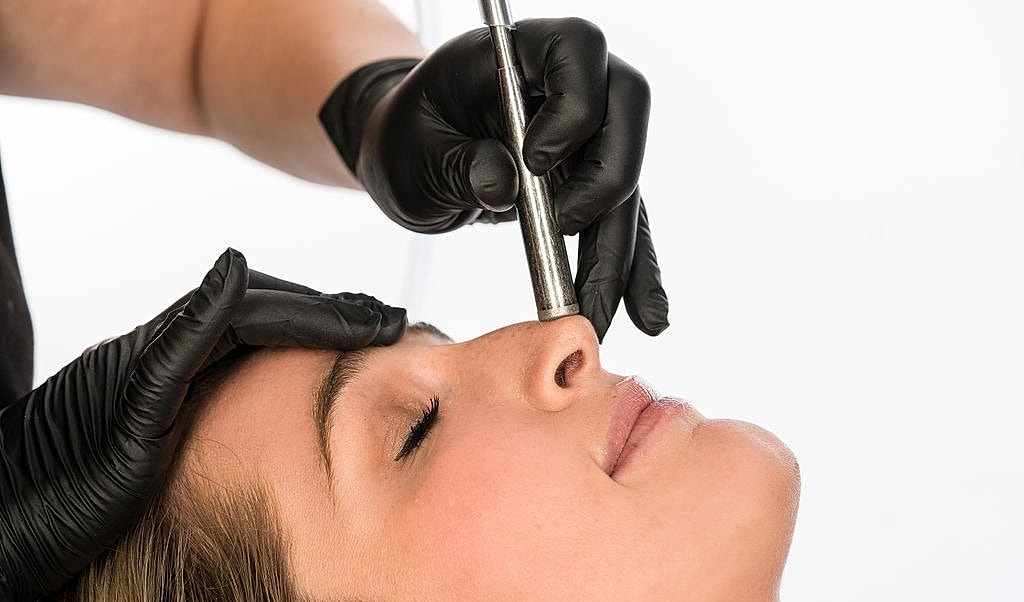 Skincare treatment in a professional setting.