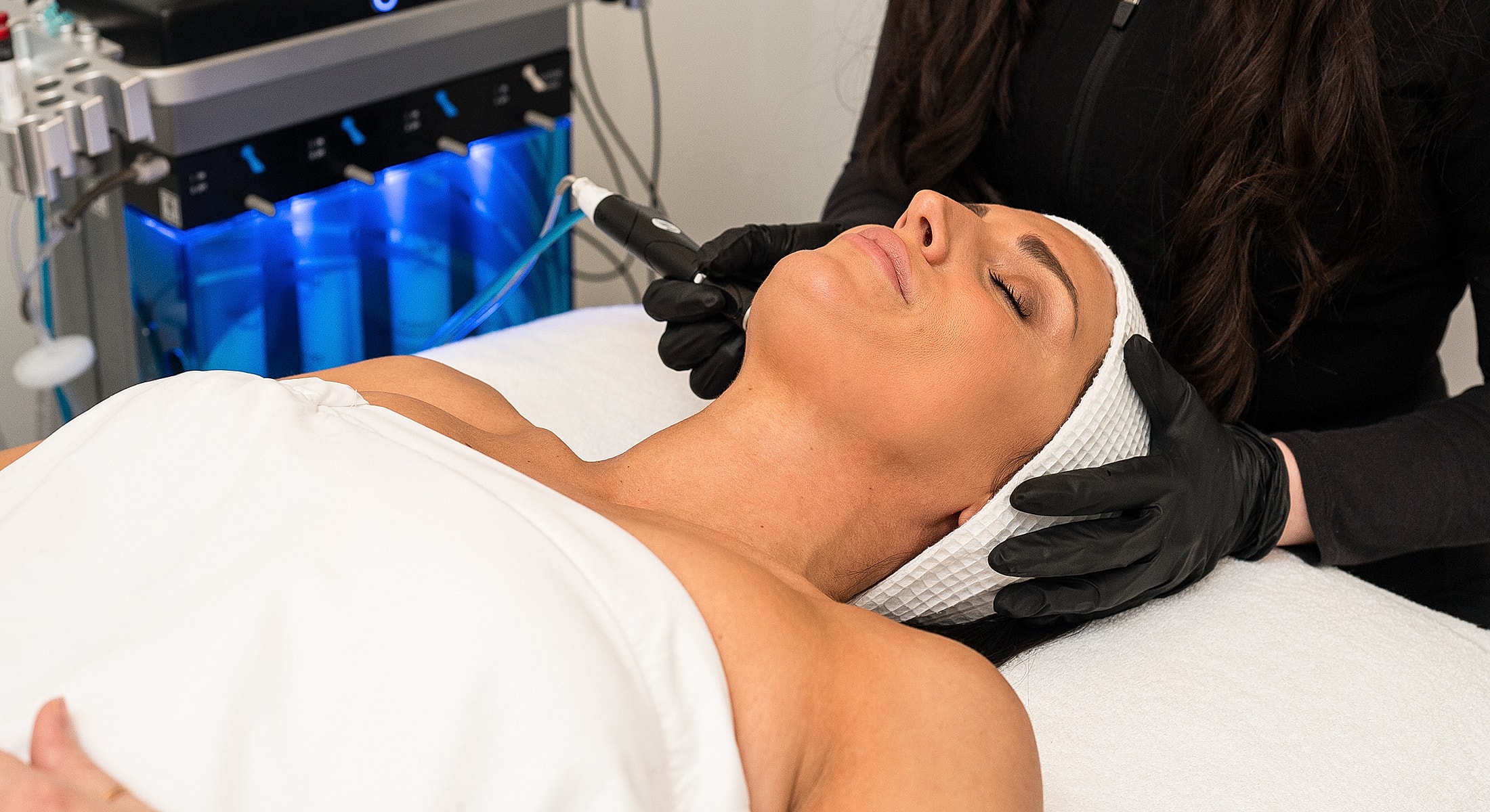 Skincare treatment in a professional setting.
